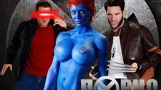 Nicole Mystique gode del doppio cazzo mutante di Charles e Xander